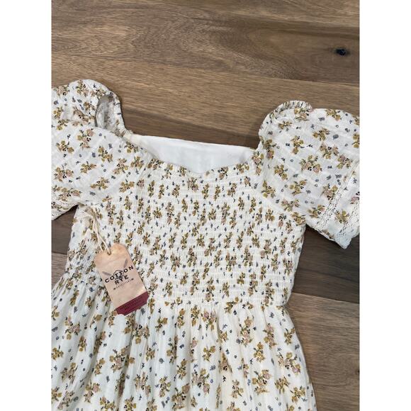 Cotton & Rye Dress Size S 100% Cotton Cream Yellow Floral with Lace Detail - NWT - Picture 9 of 9